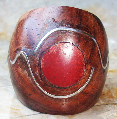 Wooden Ring From Sono Wood Inlaid With Stainless