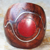 Wooden Ring From Sono Wood Inlaid With Stainless