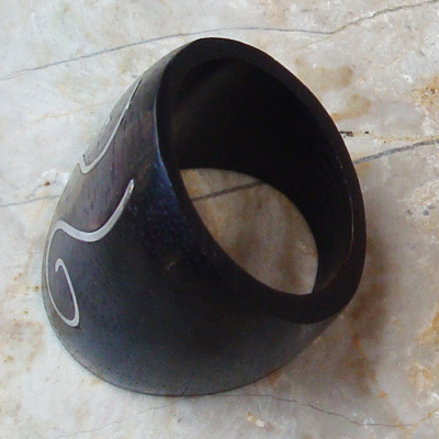 Wooden Ring From Sono Wood Inlaid With Stainless