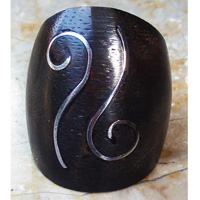 Wooden Ring From Sono Wood Inlaid With Stainless