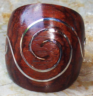Wooden Ring From Sono Wood Inlaid With Stainless