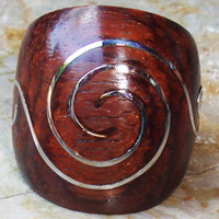 Wooden Ring From Sono Wood Inlaid With Stainless