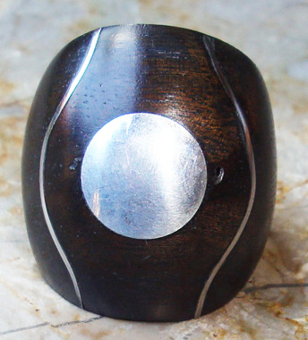 Wooden Ring From Sono Wood Inlaid With Stainless