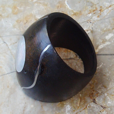 Wooden Ring From Sono Wood Inlaid With Stainless