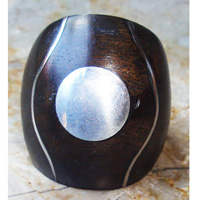 Wooden Ring From Sono Wood Inlaid With Stainless