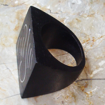 Wooden Ring From Sono Wood Inlaid With Stainless