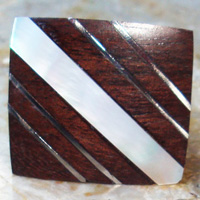 Wooden Ring From Sono Wood Inlaid With Stainless And Shell