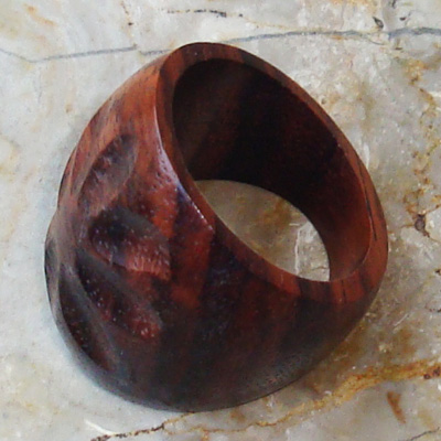 Wooden Ring From Sono Wood With Carving