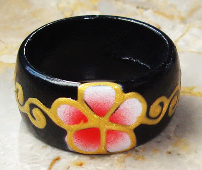 Wooden Ring From Sono Wood With Handpainted