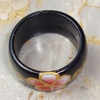 Wooden Ring From Sono Wood With Handpainted