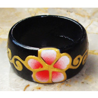 Wooden Ring From Sono Wood With Handpainted