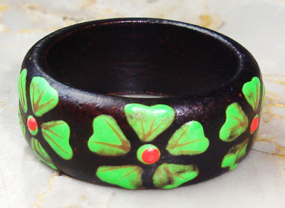 Wooden Ring From Sono Wood With Handpainted