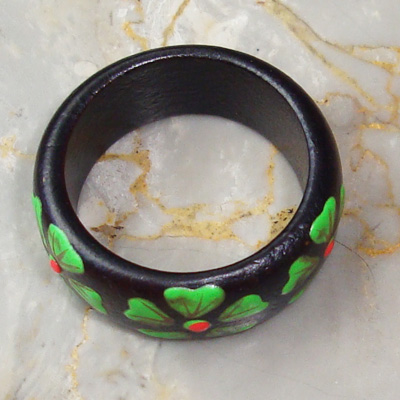 Wooden Ring From Sono Wood With Handpainted