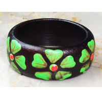 Wooden Ring From Sono Wood With Handpainted