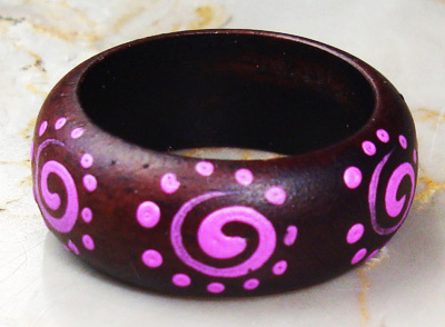 Wooden Ring From Sono Wood With Handpainted