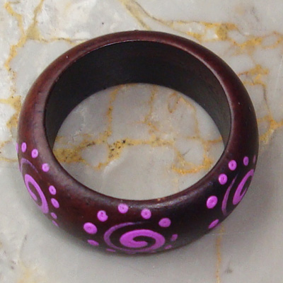 Wooden Ring From Sono Wood With Handpainted