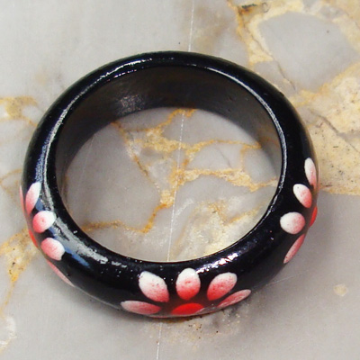 Wooden Ring From Sono Wood With Handpainted