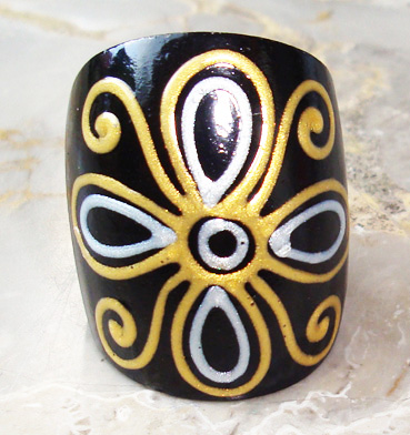 Wooden Ring From Sono Wood With Handpainted