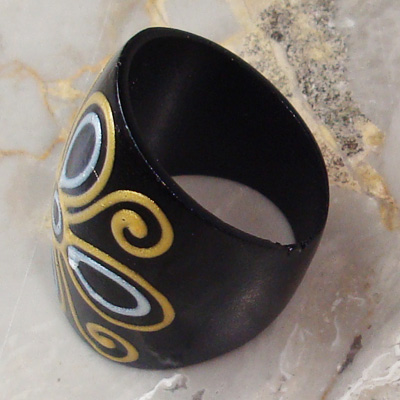 Wooden Ring From Sono Wood With Handpainted