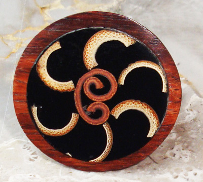 Wooden Ring From Sono Wood Inlaid With  Shell