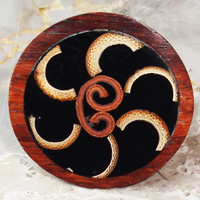 Wooden Ring From Sono Wood Inlaid With  Shell