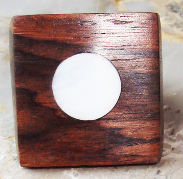 Wooden Ring From Sono Wood Inlaid With  Shell