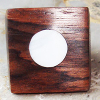 Wooden Ring From Sono Wood Inlaid With  Shell