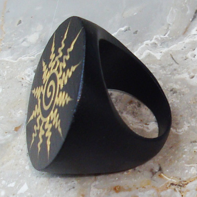 Wooden Ring From Sono Wood With Handpainted