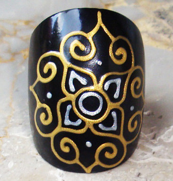Wooden Ring From Sono Wood With Handpainted