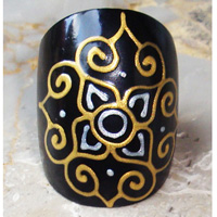 Wooden Ring From Sono Wood With Handpainted
