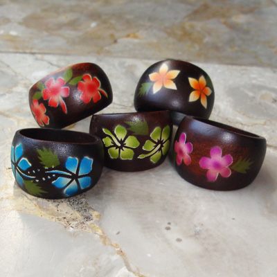 Wooden Ring From Sono Wood With Handpainted