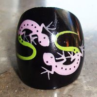 Wooden Ring From Sono Wood With Handpainted