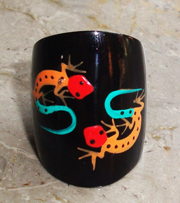 Wooden Ring From Sono Wood With Handpainted