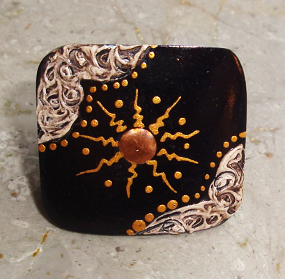 Wooden Ring From Sono Wood With Handpainted
