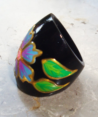 Wooden Ring From Sono Wood With Handpainted
