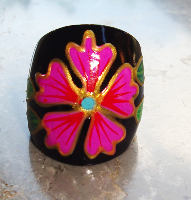 Wooden Ring From Sono Wood With Handpainted
