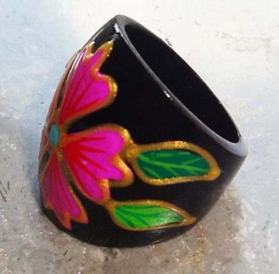 Wooden Ring From Sono Wood With Handpainted