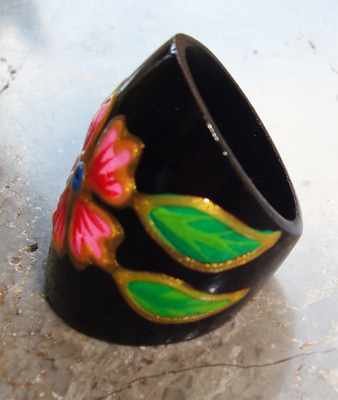 Wooden Ring From Sono Wood With Handpainted