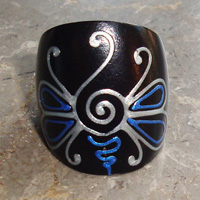 Wooden Ring From Sono Wood With Handpainted