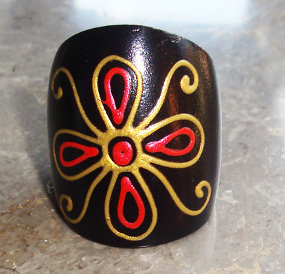 Wooden Ring From Sono Wood With Handpainted