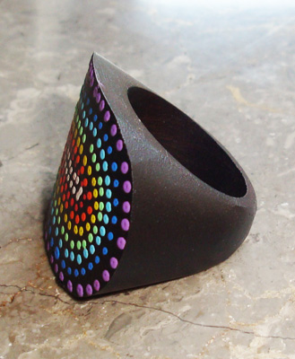 Wooden Ring From Sono Wood With Handpainted