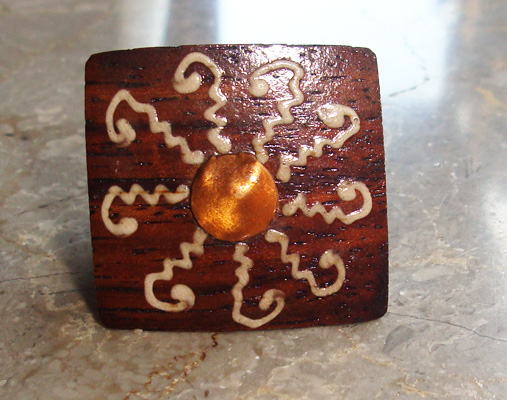 Wooden Ring From Sono Wood With Handpainted