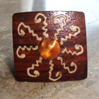 Wooden Ring From Sono Wood With Handpainted
