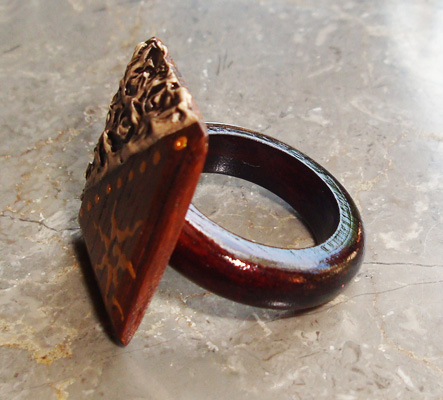 Wooden Ring From Sono Wood With Handpainted