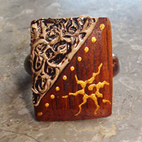 Wooden Ring From Sono Wood With Handpainted