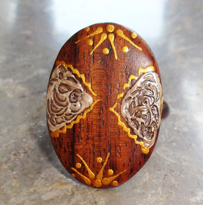Wooden Ring From Sono Wood With Handpainted