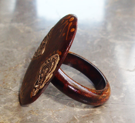 Wooden Ring From Sono Wood With Handpainted
