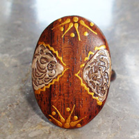 Wooden Ring From Sono Wood With Handpainted