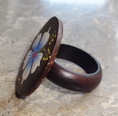 Wooden Ring From Sono Wood With Handpainted