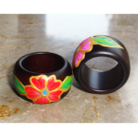 Wooden Ring From Sono Wood With Handpainted